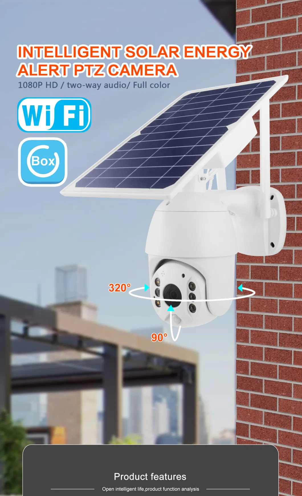 1080P Solar Panel Wireless PTZ Rechargeable Battery Camera Outdoor Surveillance Security Battery WiFi CCTV Camera
