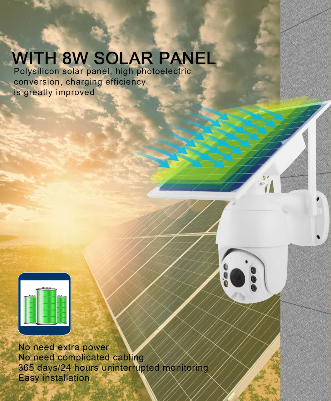 1080P Solar Panel Wireless PTZ Rechargeable Battery Camera Outdoor Surveillance Security Battery WiFi CCTV Camera