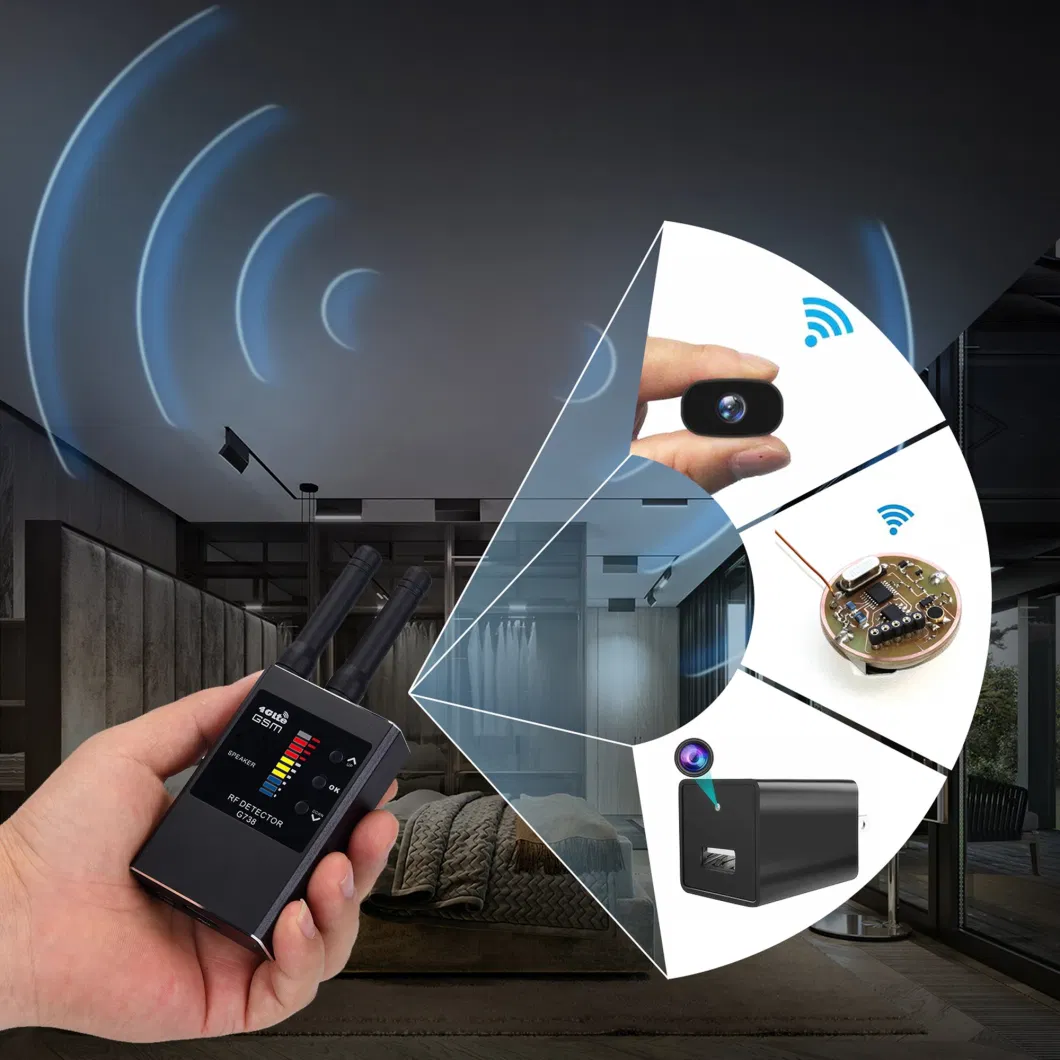Portable RF Bug Detector WiFi Hidden Camera Detector Anti-Spy Listen Sweeper Cell Phone Bugs Wireless Listening Device GPS Tracker